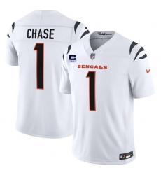 Men Cincinnati Bengals 1 Ja Marr Chase White 2026 F U S E 2 Star C Patch Vapor Untouchable Limited Stitched Football Jersey Men Cincinnati Bengals 1 Ja Marr Chase White 2026 F U S E 2 Star C Patch Vapor Untouchable Limited Stitched Football Jersey