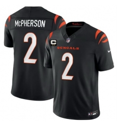 Men Cincinnati Bengals  2 Evan McPherson Black 2026 F U S E  2 Star C Patch Vapor Untouchable Limited Stitched Football Jersey