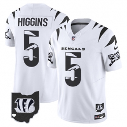 Men Cincinnati Bengals 5 Tee Higgins White F U S E  Special Vapor Untouchable Limited Stitched Football Jersey