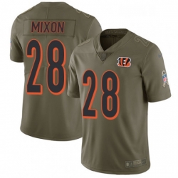 Mens Nike Cincinnati Bengals 28 Joe Mixon Limited Olive 2017 Salute to Service NFL Jersey