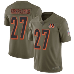 Nike Bengals #27 Dre Kirkpatrick Olive Mens Stitched NFL Limited 2017 Salute To Service Jersey