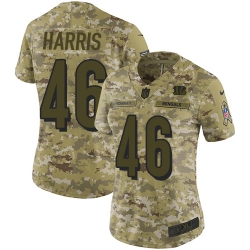 Nike Bengals #46 Clark Harris Camo Women Stitched NFL Limited 2018 Salute to Service Jersey