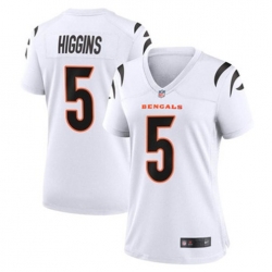 Women Cincinnati Bengals 5 Tee Higgins White Stitched Game Jersey