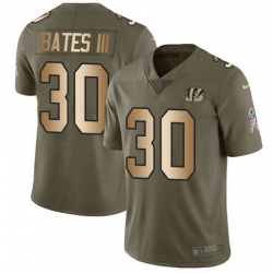 Nike Bengals #30 Jessie Bates III Olive Gold Youth Stitched NFL Limited 2017 Salute to Service Jersey