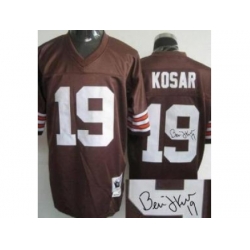 Cleveland Browns 19 Bernie Kosar Brown Throwback M&N Signed NFL Jerseys