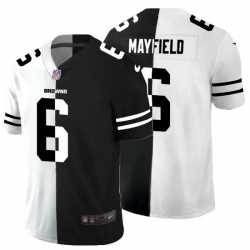 Cleveland Browns 6 Baker Mayfield Men Black V White Peace Split Nike Vapor Untouchable Limited NFL Jersey