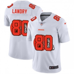 Cleveland Browns 80 Jarvis Landry White Men Nike Team Logo Dual Overlap Limited NFL Jersey