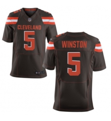 Men Cleveland Browns 5 Jameis Winston Brown Rush Limited Stitched Football Jersey