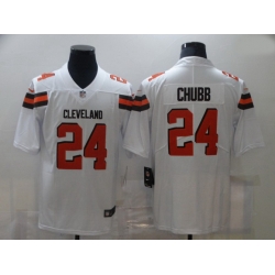 Men Nike Cleveland Browns 24 Nick Chubb White Vapor Untouchable Limited Jersey