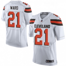 Mens Nike Cleveland Browns 21 Denzel Ward Elite White NFL Jersey