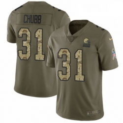 Mens Nike Cleveland Browns 31 Nick Chubb Limited OliveCamo 2017 Salute to Service NFL Jersey