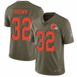 Mens Nike Cleveland Browns 32 Jim Brown Limited Olive 2017 Salute to Service NFL Jersey