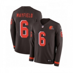 Mens Nike Cleveland Browns 6 Baker Mayfield Limited Brown Therma Long Sleeve NFL Jersey