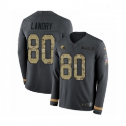 Mens Nike Cleveland Browns 80 Jarvis Landry Limited Black Salute to Service Therma Long Sleeve NFL Jersey