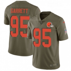 Mens Nike Cleveland Browns 95 Myles Garrett Limited Olive 2017 Salute to Service NFL Jersey