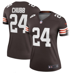 Women Cleveland Browns #24 Nick Chubb 2020 New Brown Stitched Jerseys