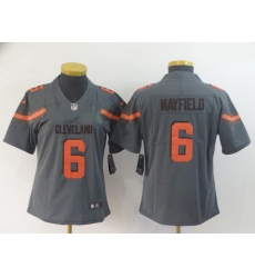 Women Nike Browns 6 Baker Mayfield Gray Women Inverted Legend Limited Jersey