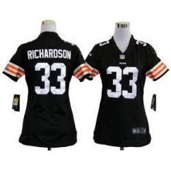 Women's Nike Cleveland Browns 33# Trent Richardson Brown Nike NFL Jerseys