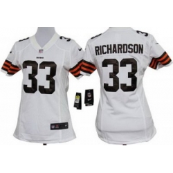 Women's Nike Cleveland Browns 33# Trent Richardson White Nike NFL Jerseys