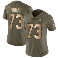 Womens Nike Cleveland Browns 73 Joe Thomas Limited OliveGold 2017 Salute to Service NFL Jersey