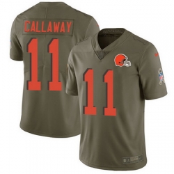 Browns 11 Antonio Callaway Olive Youth Stitched Football Limited 2017 Salute to Service Jersey