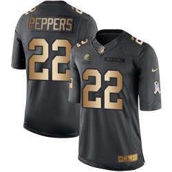 Nike Browns #22 Jabrill Peppers Black Youth Stitched NFL Limited Gold Salute to Service Jersey