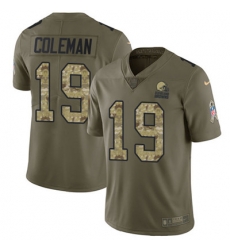 Youth Nike Browns #19 Corey Coleman Olive Camo Stitched NFL Limited 2017 Salute to Service Jersey