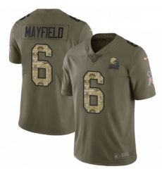 Youth Nike Cleveland Browns 6 Baker Mayfield Limited Olive Camo 2017 Salute to Service NFL Jersey