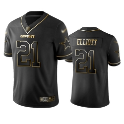 Cowboys 21 Ezekiel Elliott Black Men Stitched Football Limited Golden Edition Jersey