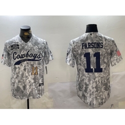 Men Dallas Cowboys 11 Micah Parsons 2024 Arctic Camo Salute To Service Stitched Baseball Jersey 2