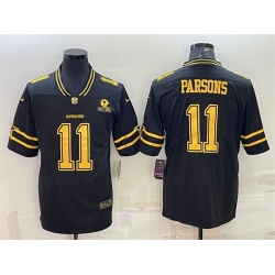 Men Dallas Cowboys 11 Micah Parsons Black Gold Edition With 1960 Patch Limited Stitched Football Jersey