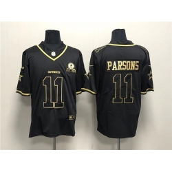 Men Dallas Cowboys 11 Micah Parsons Black Gold With 1960 Patch And 4 Star C Patch Stitched Jersey