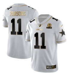 Men Dallas Cowboys 11 Micah Parsons White Golden Edition With 1960 Patch Limited Stitched Jersey