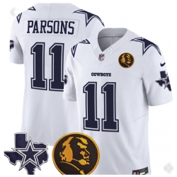 Men Dallas Cowboys 11 Micah Parsons White John Madden Patch Vapor Limited Stitched Football Jersey