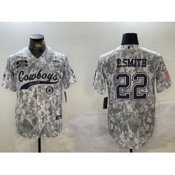 Men Dallas Cowboys 22 Emmitt Smith 2024 Arctic Camo Salute To Service Stitched Baseball Jersey 8