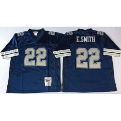 Men Dallas Cowboys 22 Emmitt Smith Navy M&N Throwback Jersey