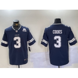 Men Dallas Cowboys 3 Brandin Cooks Navy Vapor Untouchable Limited Stitched Football Jersey 2