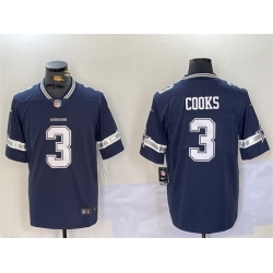 Men Dallas Cowboys 3 Brandin Cooks Navy Vapor Untouchable Limited Stitched Football Jersey