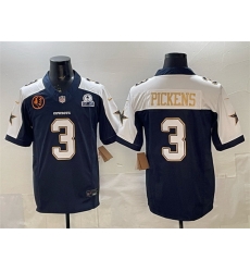 Men Dallas Cowboys 3 George pickens Navy F U S E With John Madden Patch 26 Established In 1960 Patch Thanksgiving Vapor Limited Stitched Football Jersey Men Dallas Cowboys 3 George pickens Navy F U S E With John Madden Patch 26 Established In 1960 Patch Thanksgiving Vapor Limited Stitched Football Jersey