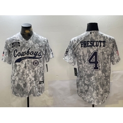 Men Dallas Cowboys 4 Dak Prescott 2024 Arctic Camo Salute To Service Stitched Baseball Jersey 3