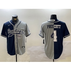 Men Dallas Cowboys 4 grey Team With Patch Cool Base Stitched Baseball Jersey 3