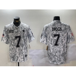 Men Dallas Cowboys 7 Trevon Diggs 2024 F U S E Arctic Camo Salute To Service Limited Stitched Football Jersey