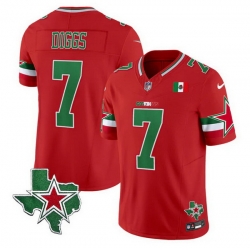 Men Dallas Cowboys 7 Trevon Diggs 2024 Mexico Red F U S E  Stitched Football Jersey