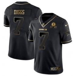 Men Dallas Cowboys 7 Trevon Diggs Black Golden Edition Limited Stitched Jersey