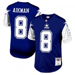 Men Dallas Cowboys 8 Troy Aikman Navy 1995 Mitchell  26 Ness Stitched Football Jersey