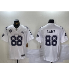 Men Dallas Cowboys 88 CeeDee Lamb 2024 White F U S E  With Established In 1960 Patch Stitched Football Jersey 1