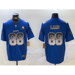 Men Dallas Cowboys 88 CeeDee Lamb Royal F U S E  With Established In 1960 Patch Stitched Football Jersey