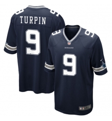 Men Dallas Cowboys 9 KaVontae Turpin Navy Stitched Football Game Jersey