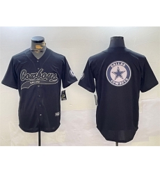 Men Dallas Cowboys Team Big Logo Black With Patch Cool Base Stitched Baseball Jersey