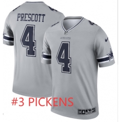 Men Nike Dallas Cowboys George Pickens #3 Gray Legend Player Stitched NFL Jersey